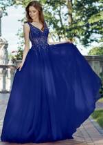Navy Sparkley Bodice and Tulle Fit and Flare Gown